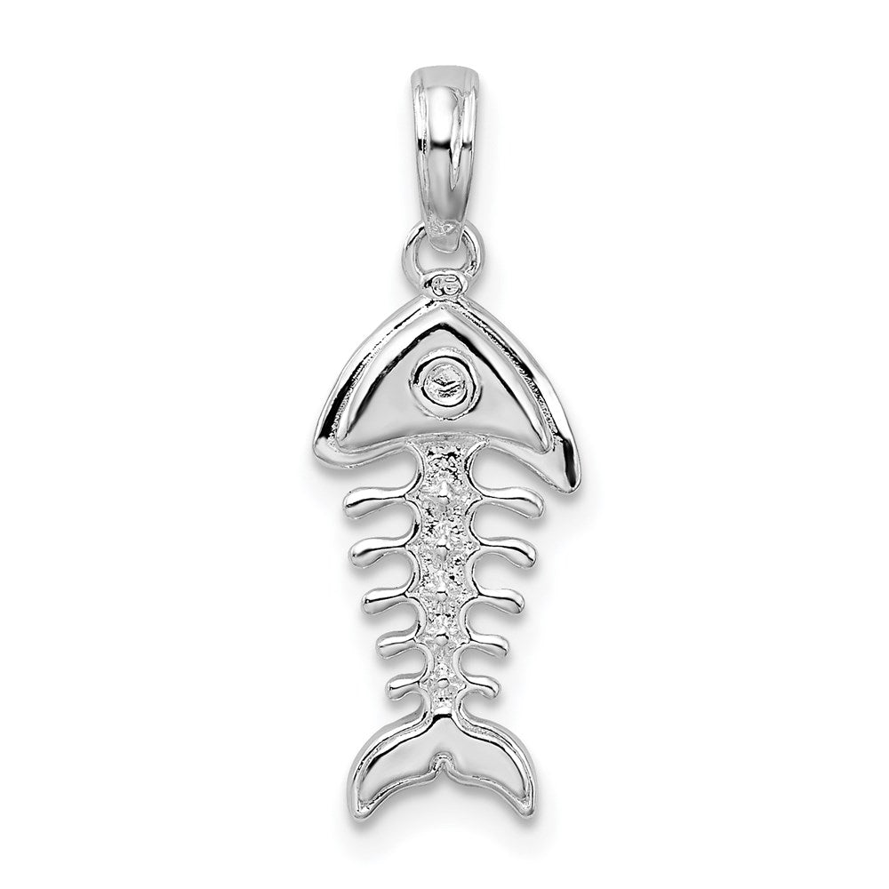 De-Ani Sterling Silver Rhodium-plated Polished 3D Fishbone Pendant