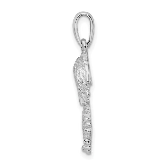 De-Ani Sterling Silver Rhodium-Plated Polished Palm Tree Pendant