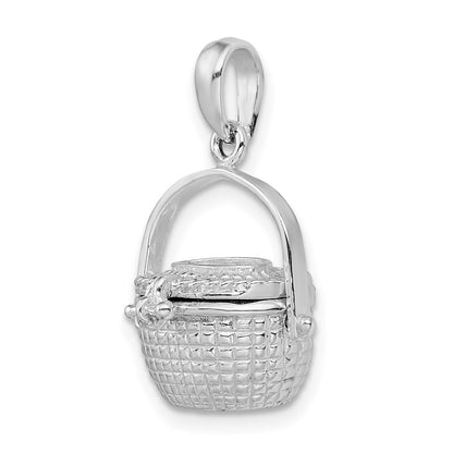 De-Ani Sterling Silver Rhodium-Plated 3D Moveable Large Nantucket Basket Pendant