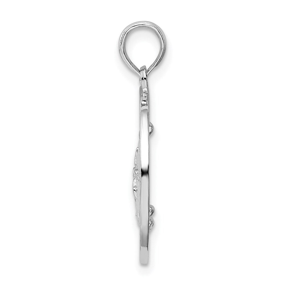 De-Ani Sterling Silver Rhodium-Plated Textured Turks and Caicos Sand Dollar Pendant