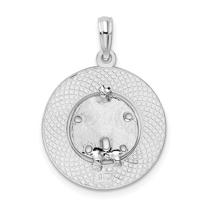 De-Ani Sterling Silver Rhodium-Plated Textured Turks and Caicos Sand Dollar Pendant