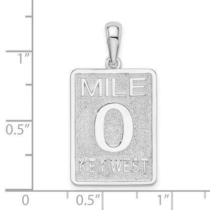 De-Ani Sterling Silver Rhodium-Plated Polished 0 Mile Marker Key West Pendant