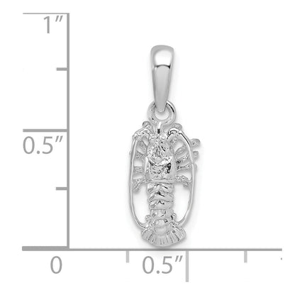De-Ani Sterling Silver Rhodium-Plated Polished Small Florida Lobster Pendant