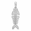 De-Ani Sterling Silver Rhodium-Plated Polished and Textured 3D Fishbone Pendant