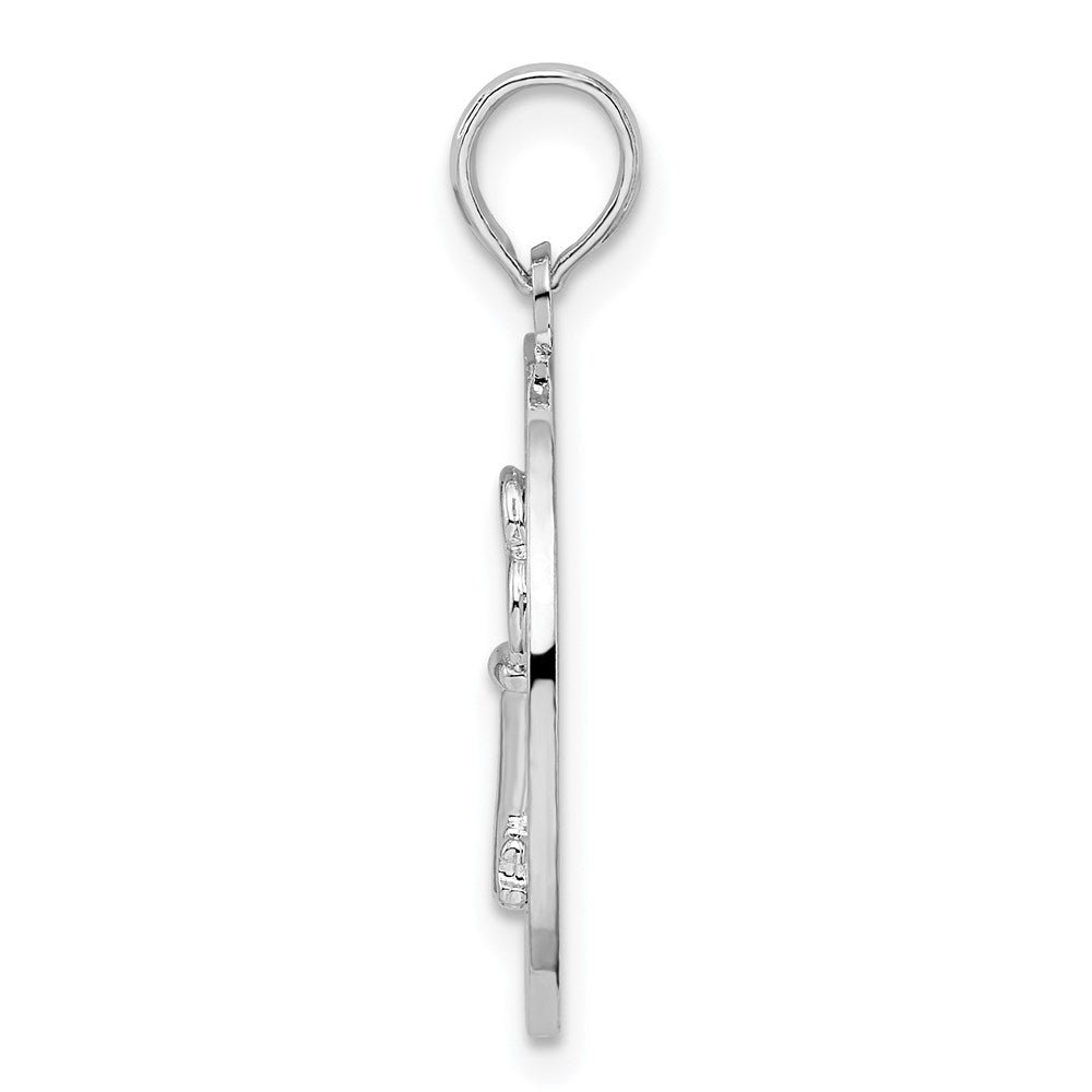 De-Ani Sterling Silver Rhodium-Plated Textured Siesta Key Florida with Key Pendant