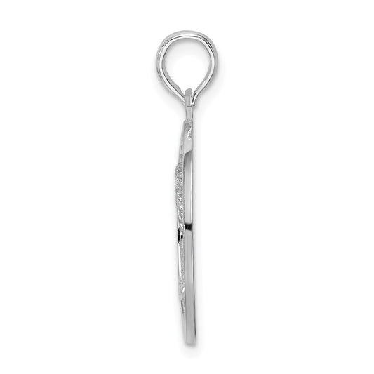 De-Ani Sterling Silver Rhodium-Plated Textured Key West with Palm Tree Pendant