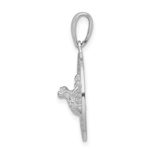 De-Ani Sterling Silver Rhodium-Plated Polished Antigua W.I. Circle Frog Pendant