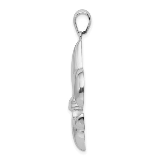 De-Ani Sterling Silver Rhodium-Plated Polished Large Fleur de Lis Pendant