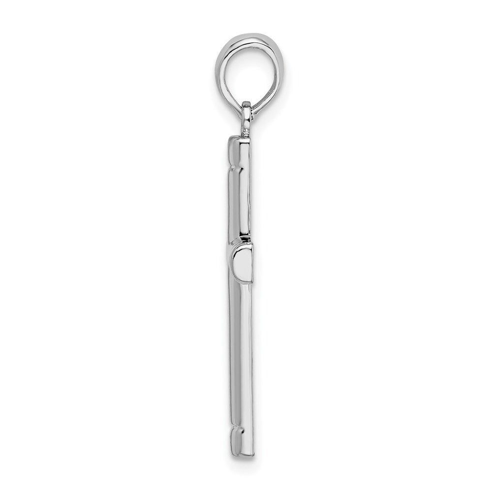 De-Ani Sterling Silver Rhodium-plated Polished Tubular Latin Cross Pendant