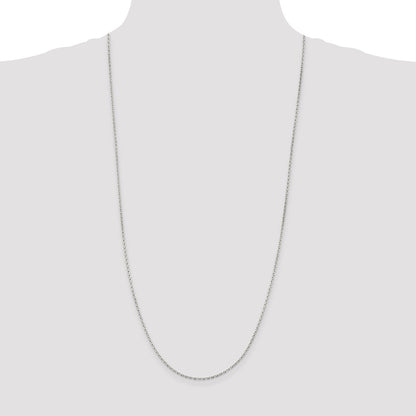 Sterling Silver Rhodium-plated 1.5mm Beveled Oval Cable Chain