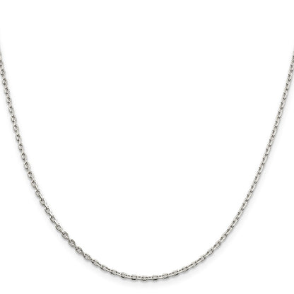 Sterling Silver 2mm Beveled Oval Cable Chain