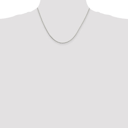Sterling Silver 2mm Beveled Oval Cable Chain w/2in ext.