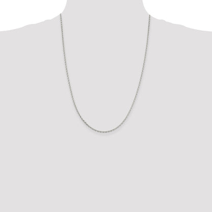 Sterling Silver 2mm Beveled Oval Cable Chain