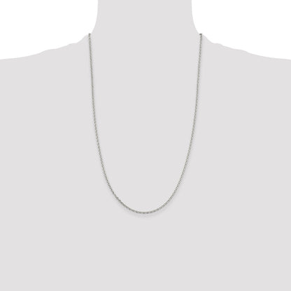 Sterling Silver 2mm Beveled Oval Cable Chain