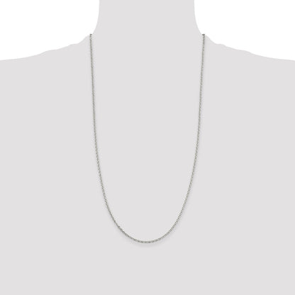 Sterling Silver 2mm Beveled Oval Cable Chain