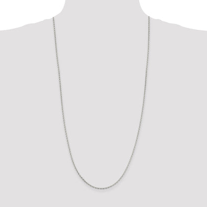 Sterling Silver 2mm Beveled Oval Cable Chain