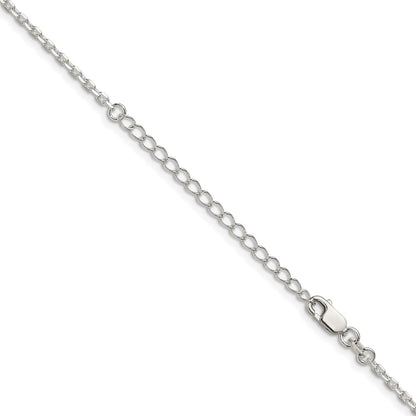 Sterling Silver 2mm Beveled Oval Cable Chain w/2in ext.