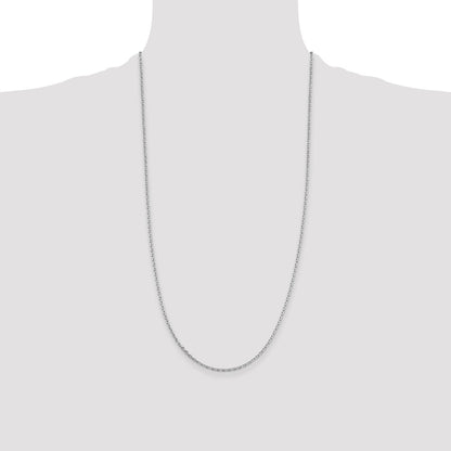 Sterling Silver Rhodium-plated 2mm Beveled Oval Cable Chain