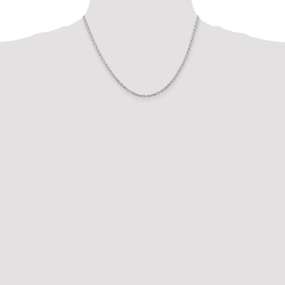 Sterling Silver 2.75mm Beveled Oval Cable Chain w/2in ext.