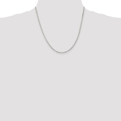 Sterling Silver 2.75mm Beveled Oval Cable Chain
