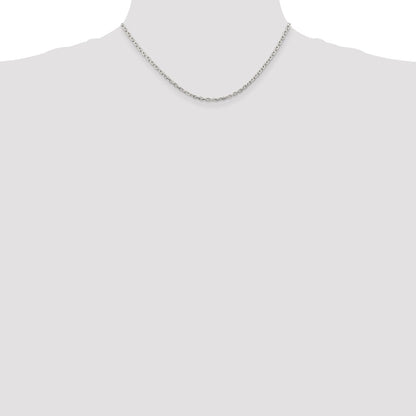 Sterling Silver Rhodium-plated 2.75mm Beveled Oval Cable Chain