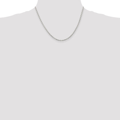 Sterling Silver Rhodium-plated 2.75mm Beveled Oval Cable Chain