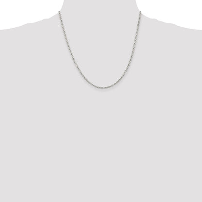 Sterling Silver Rhodium-plated 2.75mm Beveled Oval Cable Chain