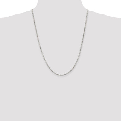 Sterling Silver Rhodium-plated 2.75mm Beveled Oval Cable Chain