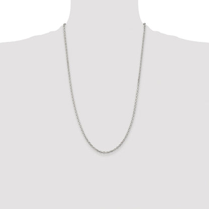 Sterling Silver Rhodium-plated 2.75mm Beveled Oval Cable Chain