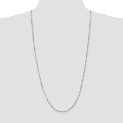Sterling Silver Rhodium-plated 2.75mm Beveled Oval Cable Chain