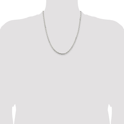 Sterling Silver 3.25mm Beveled Oval Cable Chain