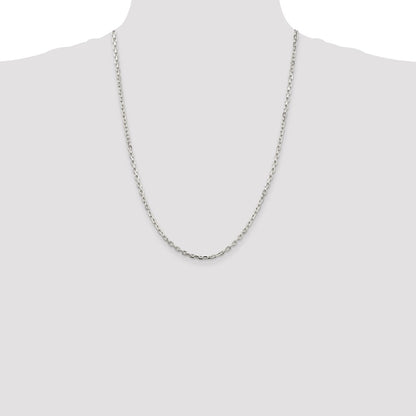 Sterling Silver 3.25mm Beveled Oval Cable Chain