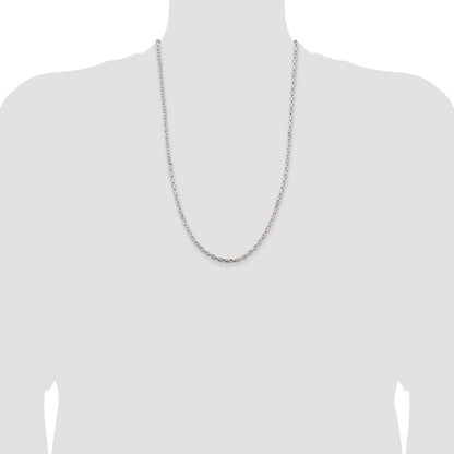 Sterling Silver 3.25mm Beveled Oval Cable Chain