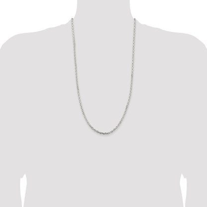 Sterling Silver 3.25mm Beveled Oval Cable Chain