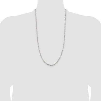 Sterling Silver Rhodium-plated 3.25mm Beveled Oval Cable Chain