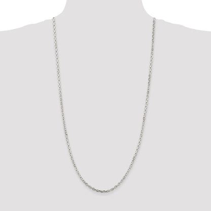 Sterling Silver Rhodium-plated 3.25mm Beveled Oval Cable Chain