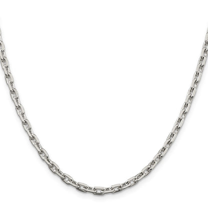 Sterling Silver 3.95mm Beveled Oval Cable Chain