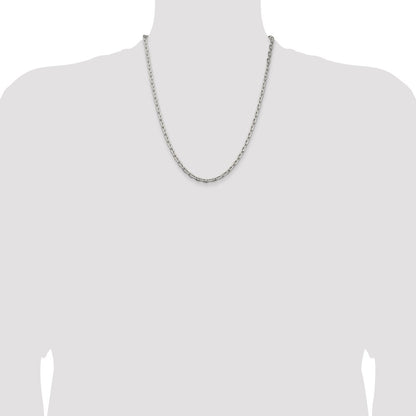 Sterling Silver 3.95mm Beveled Oval Cable Chain