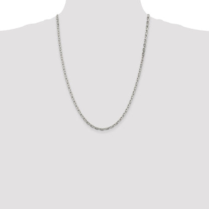 Sterling Silver 3.95mm Beveled Oval Cable Chain