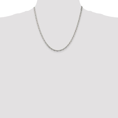 Sterling Silver Rhodium-plated 3.95mm Beveled Oval Cable Chain