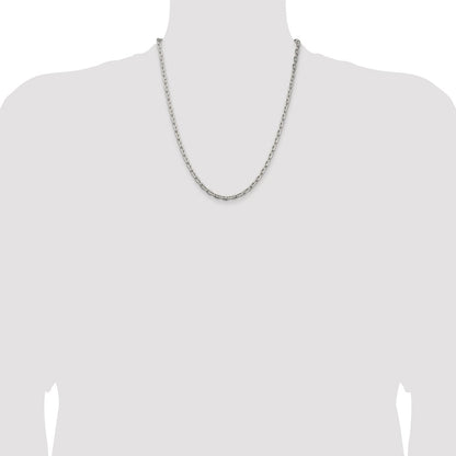 Sterling Silver Rhodium-plated 3.95mm Beveled Oval Cable Chain