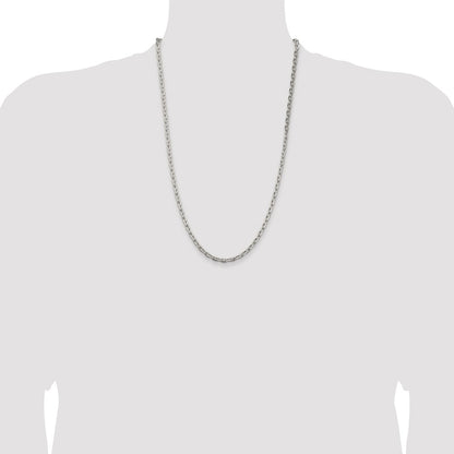 Sterling Silver Rhodium-plated 3.95mm Beveled Oval Cable Chain