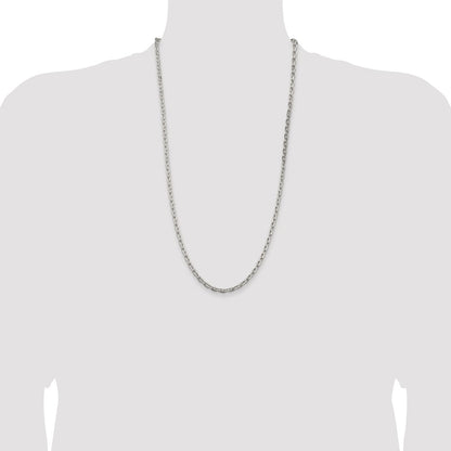 Sterling Silver Rhodium-plated 3.95mm Beveled Oval Cable Chain