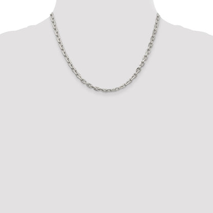 Sterling Silver 4.9mm Beveled Oval Cable Chain