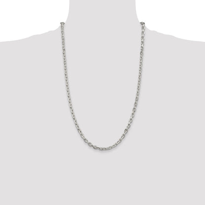 Sterling Silver 4.9mm Beveled Oval Cable Chain