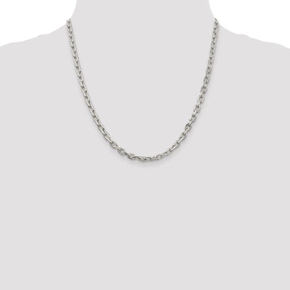 Sterling Silver Rhodium-plated 4.9mm Beveled Oval Cable Chain