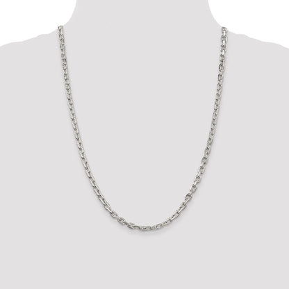 Sterling Silver Rhodium-plated 4.9mm Beveled Oval Cable Chain