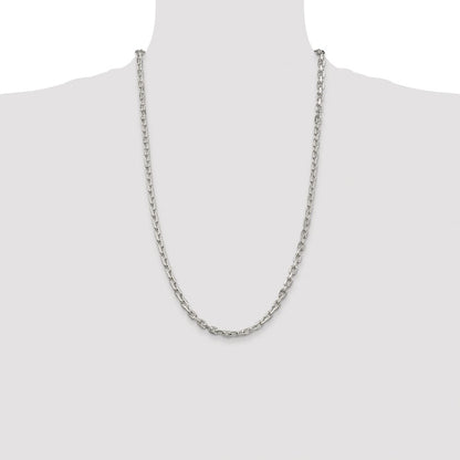 Sterling Silver Rhodium-plated 4.9mm Beveled Oval Cable Chain