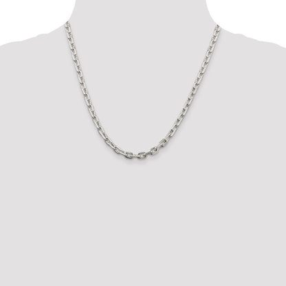 Sterling Silver 5.4mm Beveled Oval Cable Chain