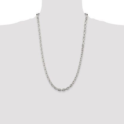 Sterling Silver 5.4mm Beveled Oval Cable Chain